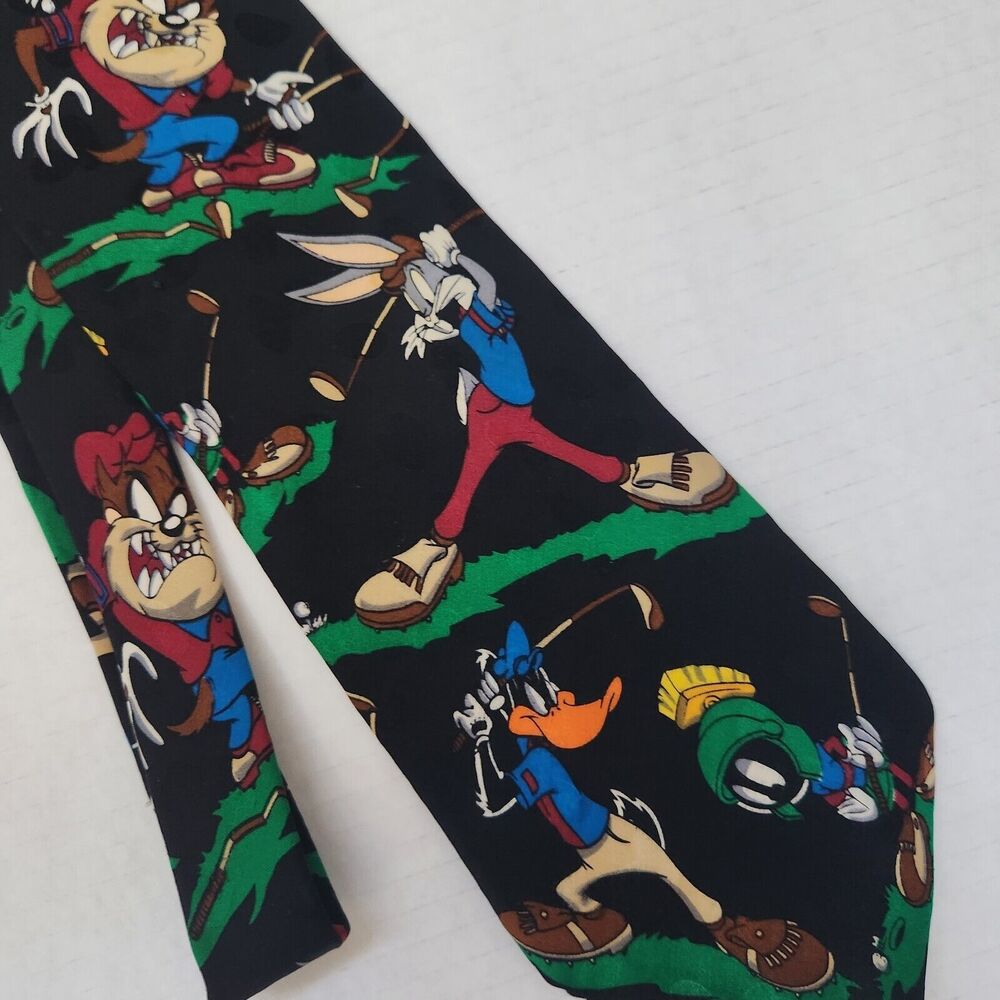 Vtg 1994 Looney Tunes Mania Golf Taz Marvin Bugs Daffy Men Necktie Tie D… - Picture 2 of 9
